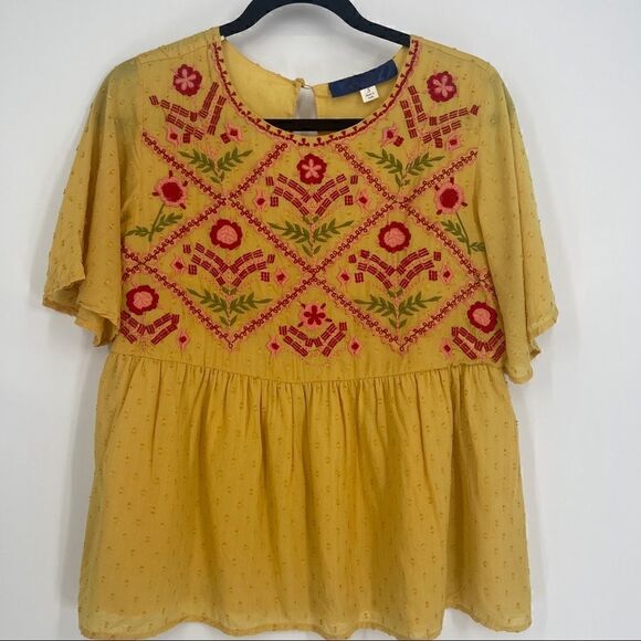 blue rose Tops - Blue Rose Peasant Blouse